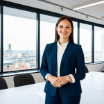 안티바이러스 소프트웨어 비교 - **Subject:** A professional female architect, fully clothed in a stylish yet modest business casual ...