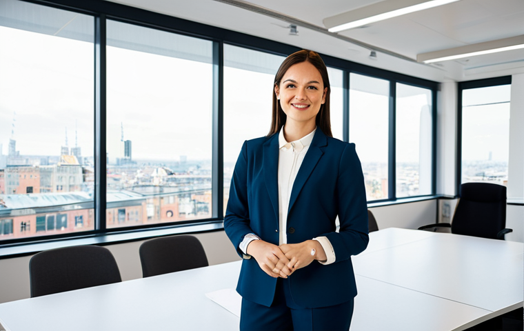 안티바이러스 소프트웨어 비교 - **Subject:** A professional female architect, fully clothed in a stylish yet modest business casual ...