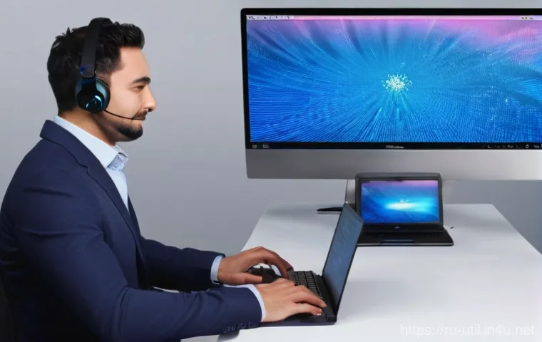 PC 온도 모니터링 소프트웨어 - **Meticulous PC Care and Monitoring:** A person in their late twenties or early thirties, dressed in...